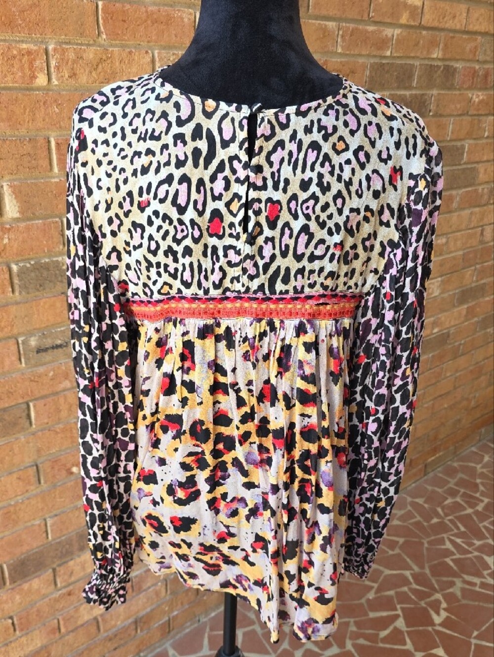 Anthropologie Mixed Leopard-Print Balloon Sleeve Blouse Size M - Picture 10 of 10